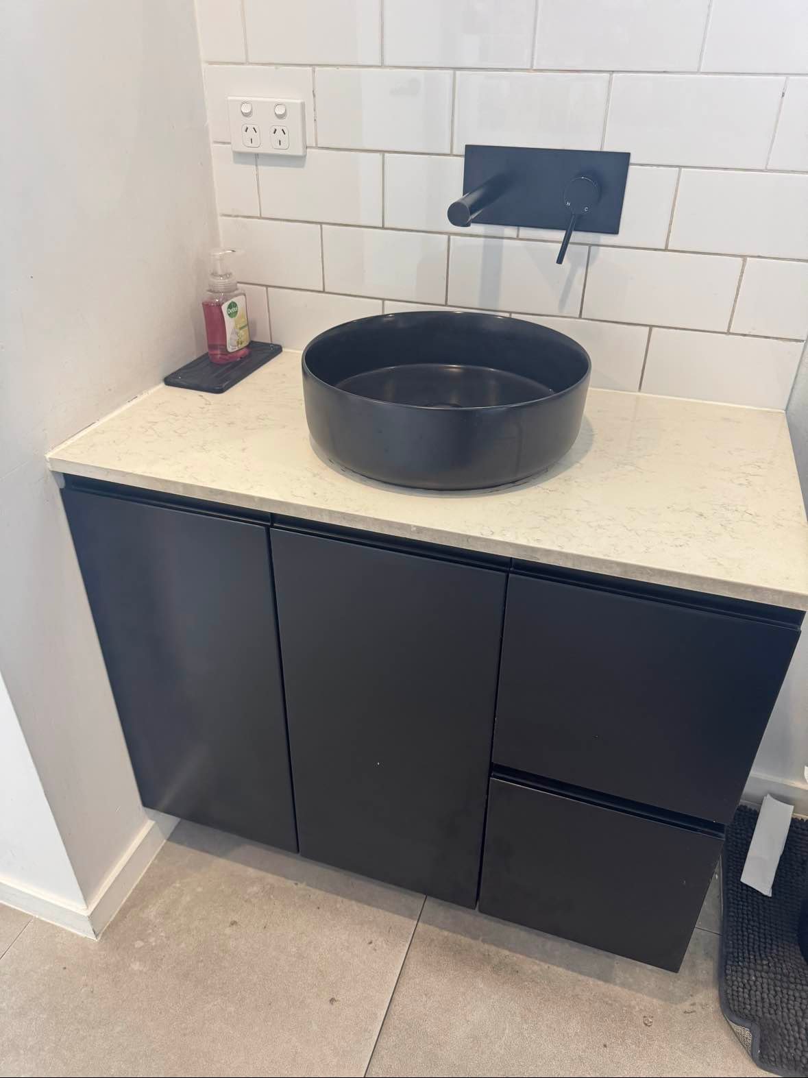 Gym change room bathroom vanity after cleaning on the Gold Coast
