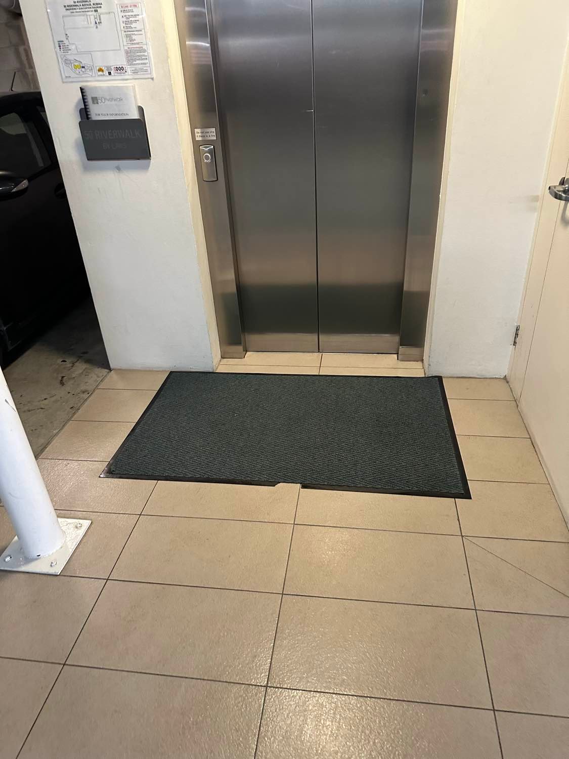 Basement lift lobby cleaned as part of strata cleaning Gold Coast